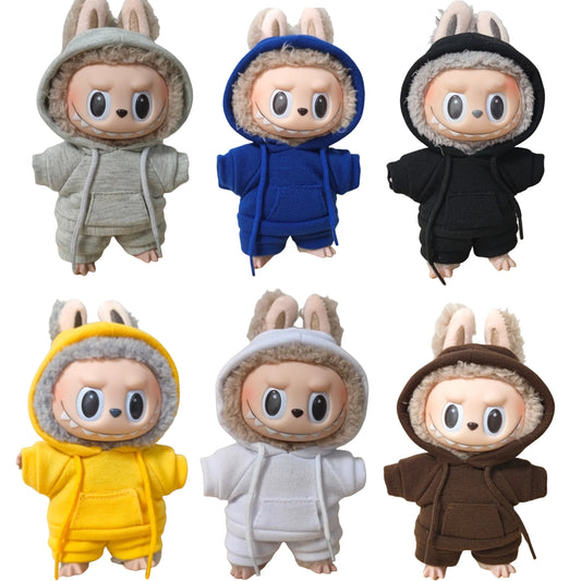 Bubu Central Labubu 17cm Monster Outfit – Hooded Sweatshirt, Pants & Shoes Set | Cute Labubu Doll Clothes & Accessories Gift